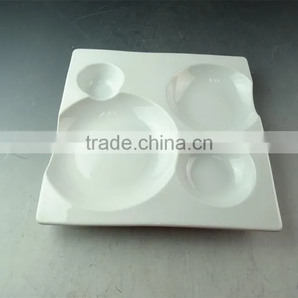 Wholesale Porcelain White Dinner Square Plate, Cheap Divided Porcelain Food Plate photo-2