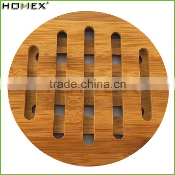 High Quality Hot Pot Holder Pads Round Bamboo Trivet/Homex_Factory photo-2