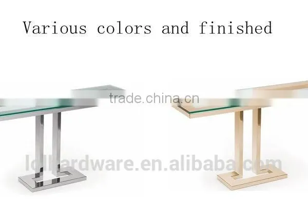Golden Polished Stainless Steel Base Glass Console Table photo-4