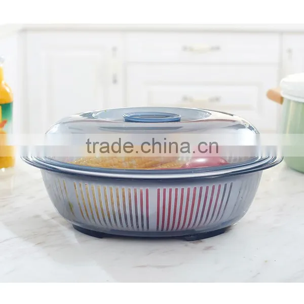 Oval Double Layers Kitchen Vegetable Fruit Rice Plastic Washing Drain Draining Basket photo-2