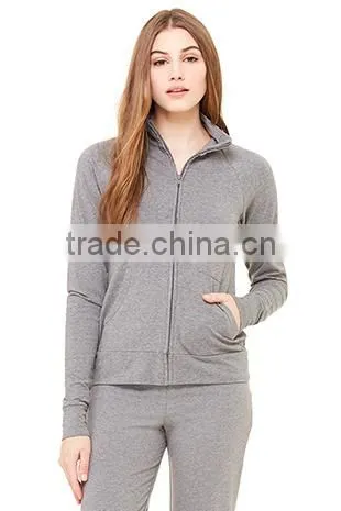 Custom Jacket Manufacturers Women's Long Raglan Sleeves Zipper Cotton Spandex Jacket photo-6