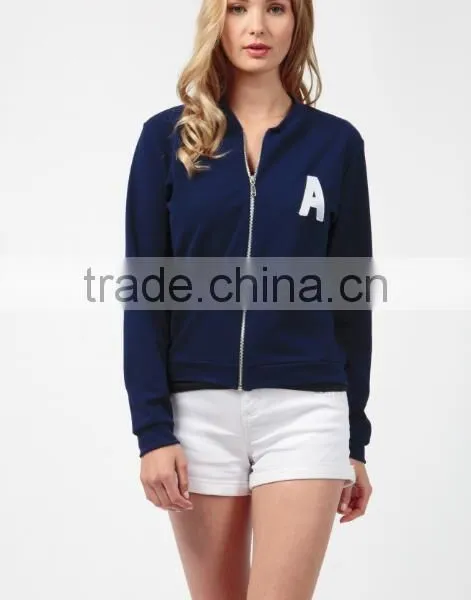 Custom Varsity Jackets Trendy Spring Knit Navy Bomber American Cheerleader Style Romber For Wholesale Blank Varsity Jackets photo-2