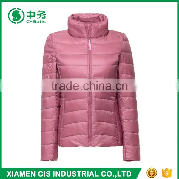 Popular Style Pink Color Women Ultralight Goose Down Jacket for Winter photo-2