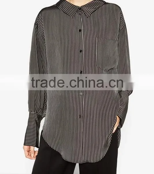 Runwaylover EY2377B New Style 2017 Ladies Fashion Loose Stripe Blouse photo-4
