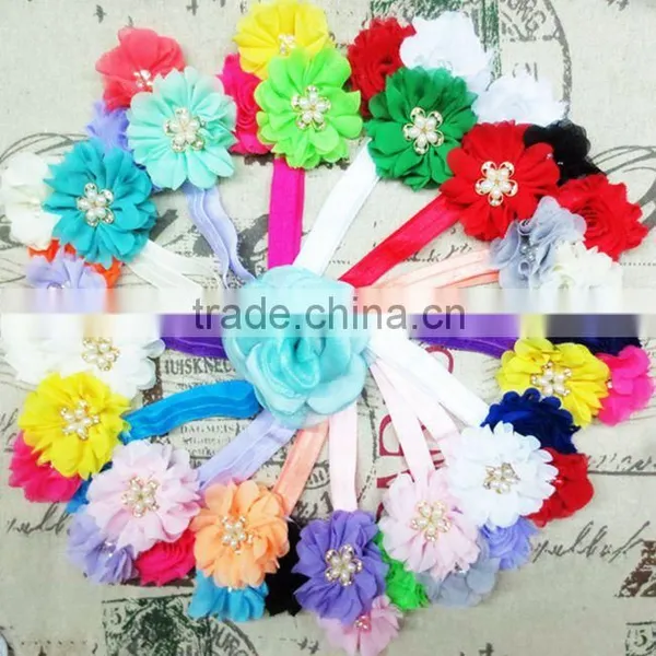 Fashionable Toddler Soft Chiffon Fabric Flowers Headband Good Quality photo-6