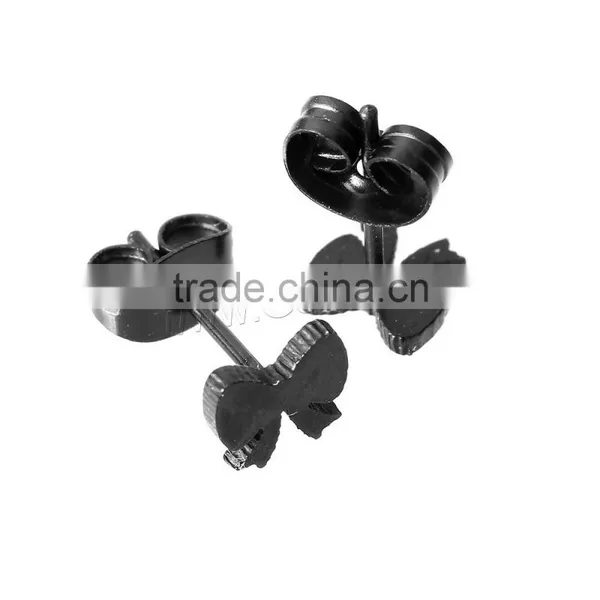 Stainless Steel Bowknot Stud Earring Findings Earring Stud Simple Earring photo-6