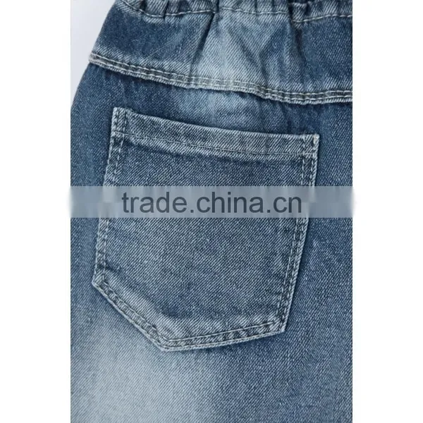China Apparel Factory Elastic Ribbon Waistband Kids Printed Shorts Jeans With Hole photo-4