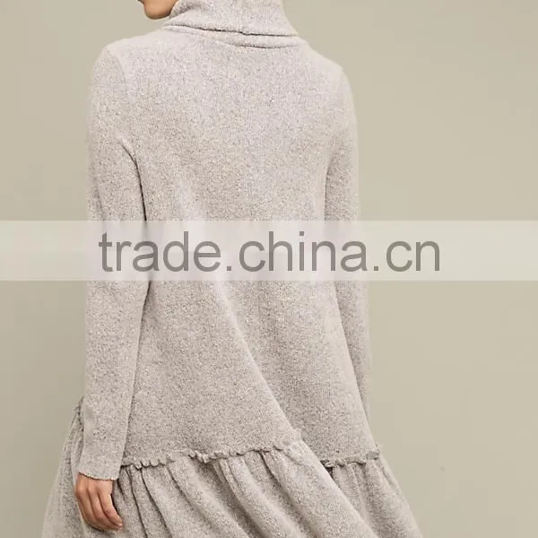 Winter Handmade Knit Wool Ladies Long Sweater Dress photo-5