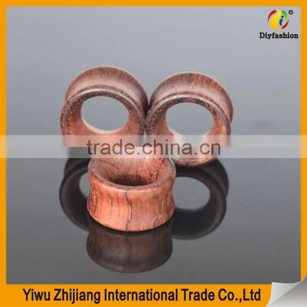 Longbeauty Pair Vintage Brown Natural Wood Hollow Tunnels Ear Plugs Stretcher Gauges photo-3