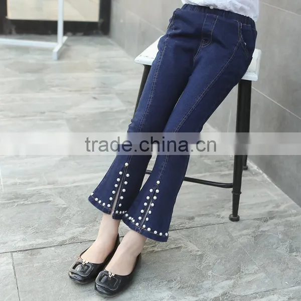 B22646A Autumn Pretty Girl Nail Bead Flared Jeans photo-3