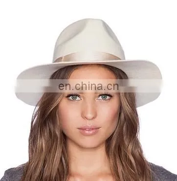2015 Hot Fashion Women Bowknot Ribbon Blank Cream Felt Hat photo-5