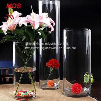 Glassware Wholesale Bohemia Crystal Cylinder Clear Glass Flower Vase photo-2