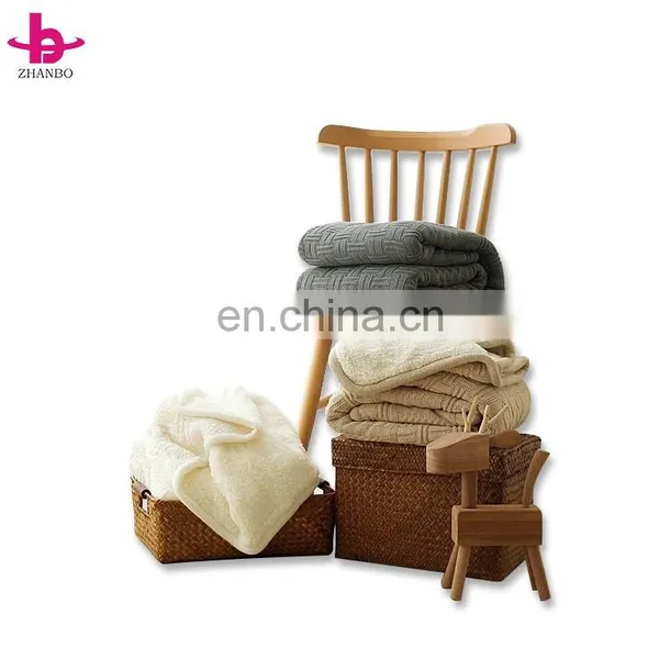 China Supplier Large Size 100% Polyester, Shu Velvet 2 in 1 Weighted Grey Elegant Cable Knit Fluffy Throw Blanket photo-7