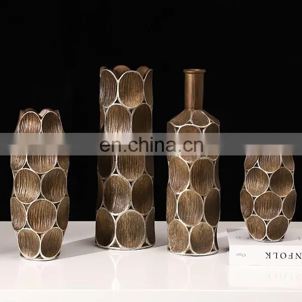 Support Customized Cheap Italian Style Interior Decoration Ornaments Modern Resin Dried Flower Vase photo-3