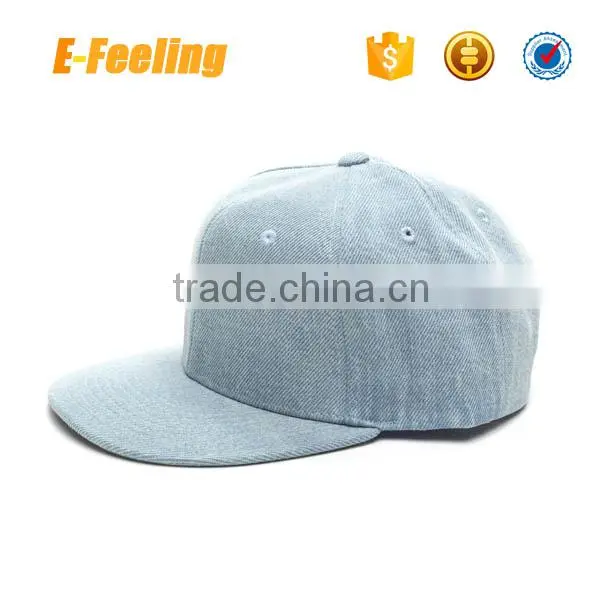 High Quality Plain Denim Snapback Hat Blank Jean Snapback Cap photo-2