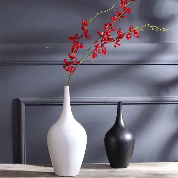 Minimalism Black And White Modern Simple Matte Ceramic Vase Decor For TV Bench Bookrack photo-2
