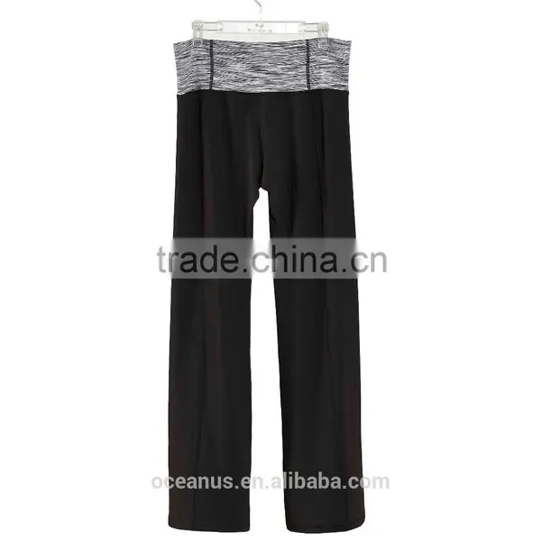 Poly/Nylon/Spandex Two Tone Jersey Ladies Yoga Pants photo-2