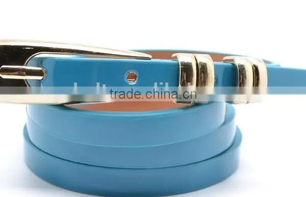 Fashion Shiny PU Thin Belt for Lady's Wear