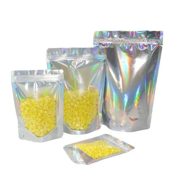 Cosmetic Packaging Bag Clear Brush Handle Cosmetic Microfiber Beauty Blender Holographic Mylar Bag photo-4