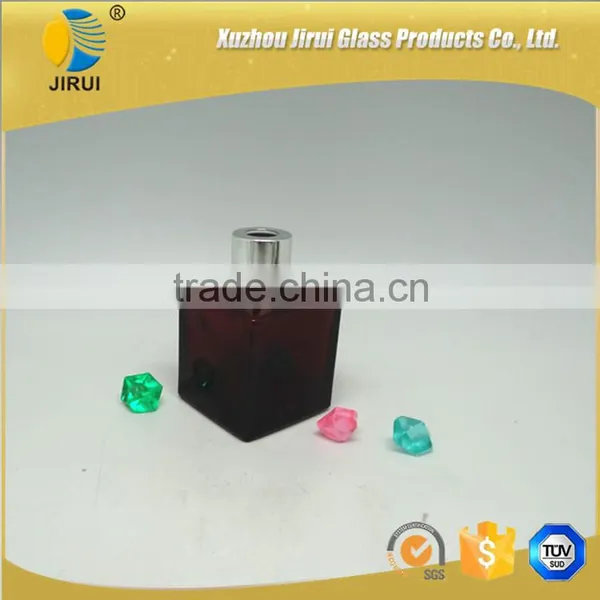 100ml Red Square Glass Reed Diffuser Bottle With Silver Cap photo-4