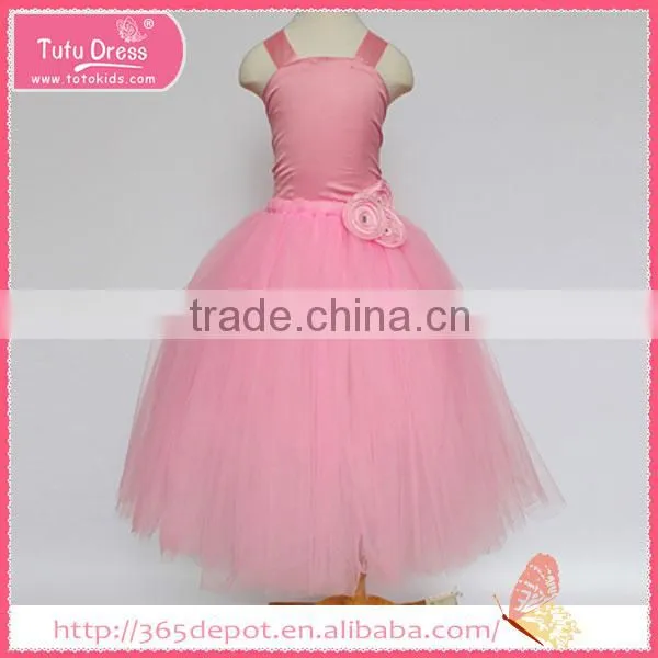Court Style Creamy-white Prom Dress With Flower Waistband Tulle Skirt Children Frocks Designs Supplier's Choice photo-2