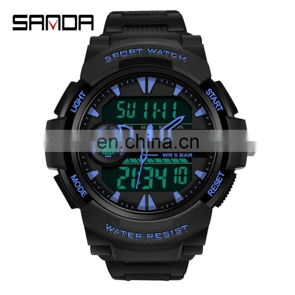 Sanda 6002 New Analogue LED Mens Watches Chrono Luminous Water Proof Sport Men Digital Watch photo-3