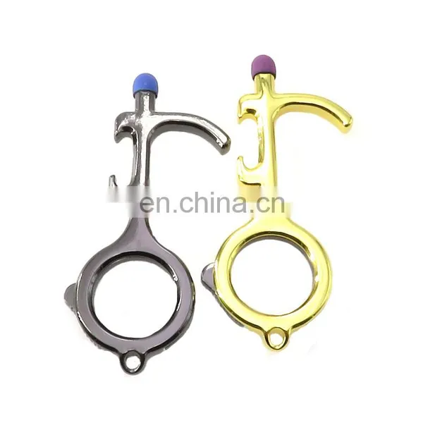 Low MOQ Manufacturer Customised Logo Keychain Gift No Touch Door Opener Bottle Opener Phone Holder photo-2