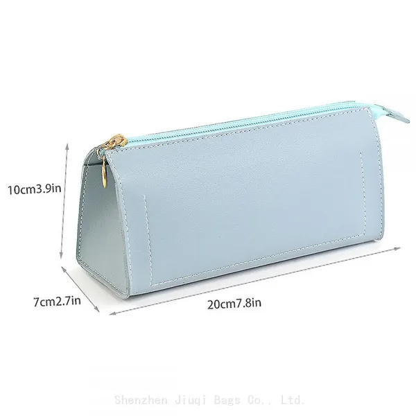 Custom Girls Cute Pencil Case Zipper Large Capacity School Student Pen Bag pu Leather Cosmetic Pouch Office Stationery Bag photo-3