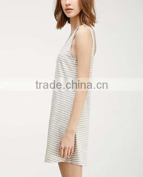 2015 China Manufacturer Customized the Latest Design Striped Scoop Back Dress photo-2