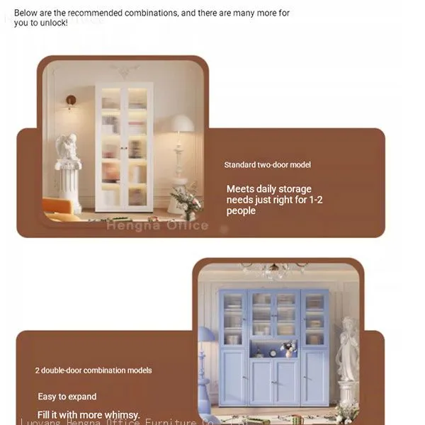 Heavy Duty Cold-Rolled Steel Storage Locker-CBT354 With Tempered Reed Glass& Silent Magnetic Door Design for Creative Studio photo-4