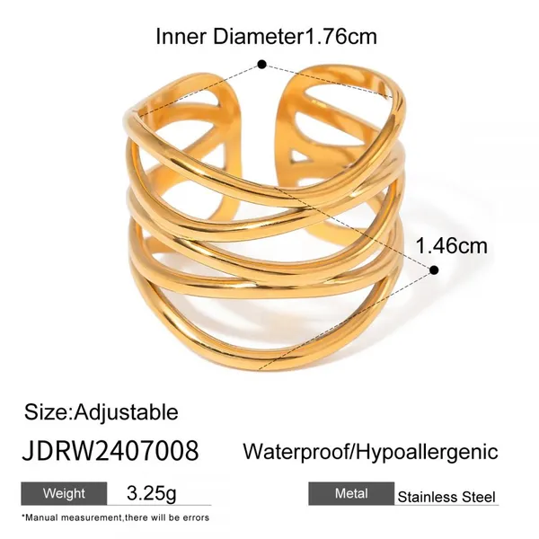 Adjustable Gold Plated Irregular Pearl Ring for Women Stainless Steel Statement Ring Waterproof Hypoallergenic Jewelry photo-4
