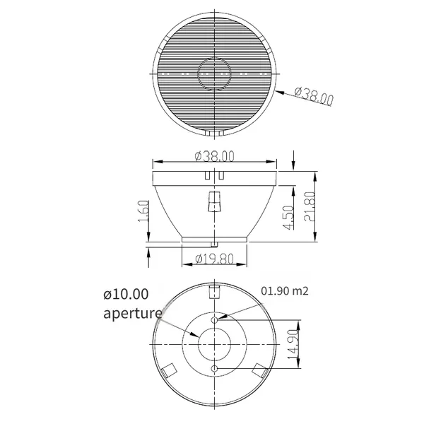 Led Lens, Rectangular Light Spot With 2*5 Degree Beam Angle, 38mm Diameter With Bracket, 3535 Lens photo-3