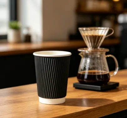 Customizable Disposable Paper Cup 6/8/10/12/16 Oz Ripple Single/Double Paper Coffee Cups