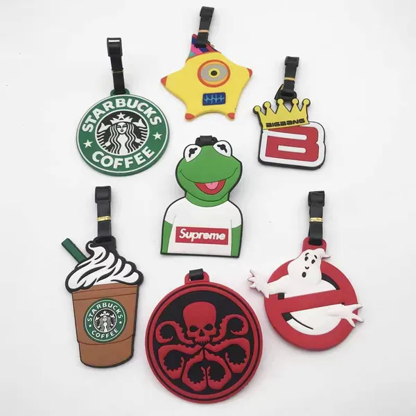 Wholesale Standard Size Custom 3D Soft PVC Luggage Tag Plastic Strap Personalized Logo Silicone Travel Bag Tag photo-2