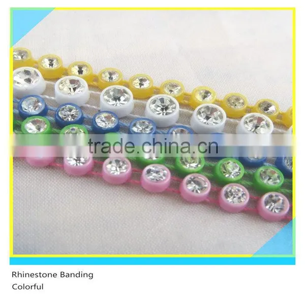 Rhinestone Plastic Chain Sew on Stick on White Banding Ss6 2mm 200 Pcs Crystal 10 Yards photo-2