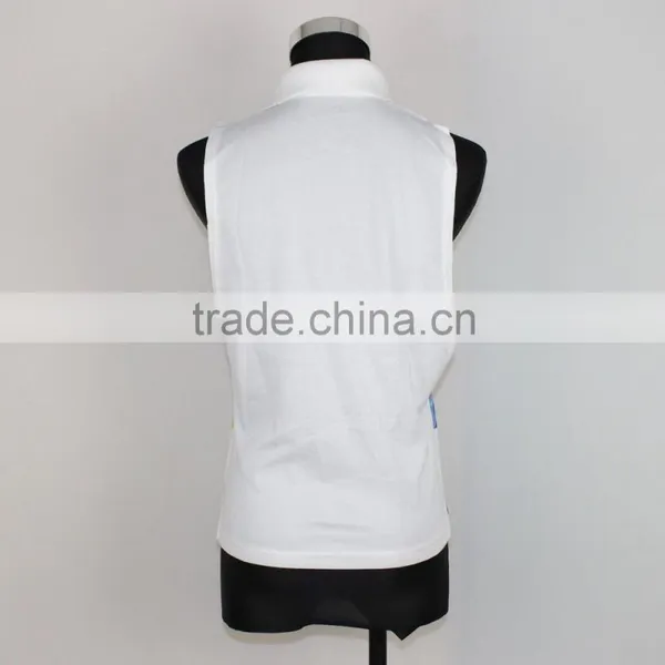 Stand Collar Sleeveless Colorful Printing Blouse Tops With Button photo-3
