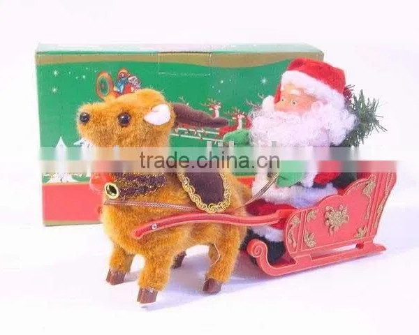 SANTA CLAUSE WITH DEER PULLING CART