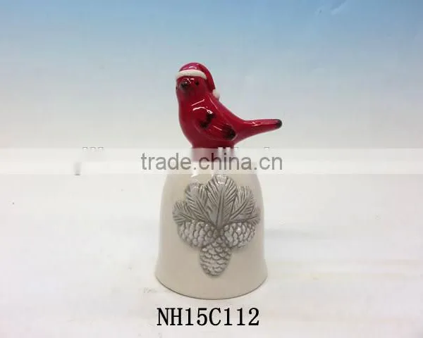 New Design Customized Ceramic Bell Bird Standing
