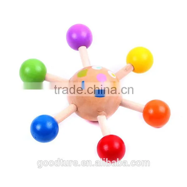 2015 Hot Sale Wooden Spinning Top Happy Face Printed photo-2
