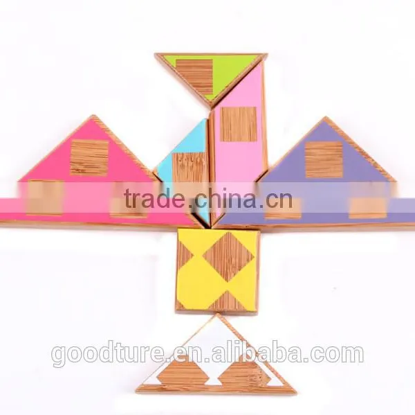 2015 Hot Sale Colored Bamboo Tangram Puzzle photo-2