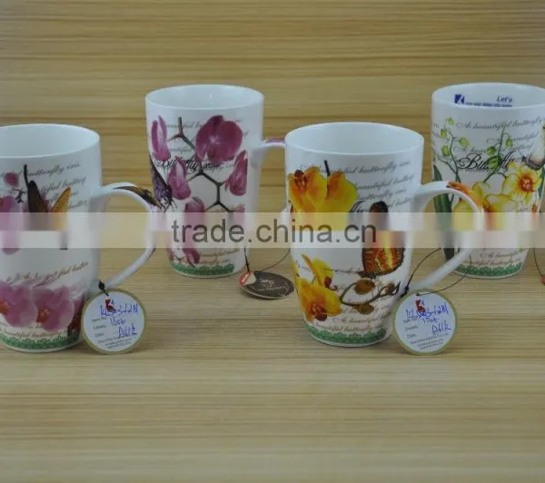 11OZ Bird With Butterfly Full Decal Print Coffee Cups, Shiny Surface Porcelain Mug, KL5004-A415 photo-4