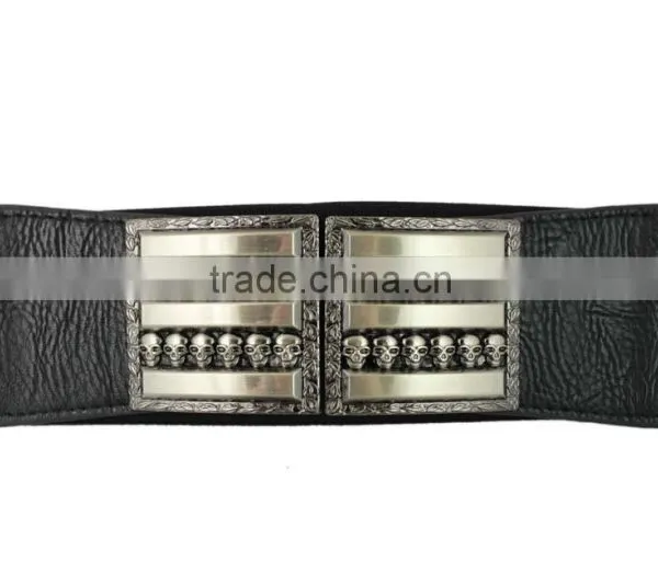 Ladies New Fashion Black Elastic PU Ribbon Waist Belt photo-2