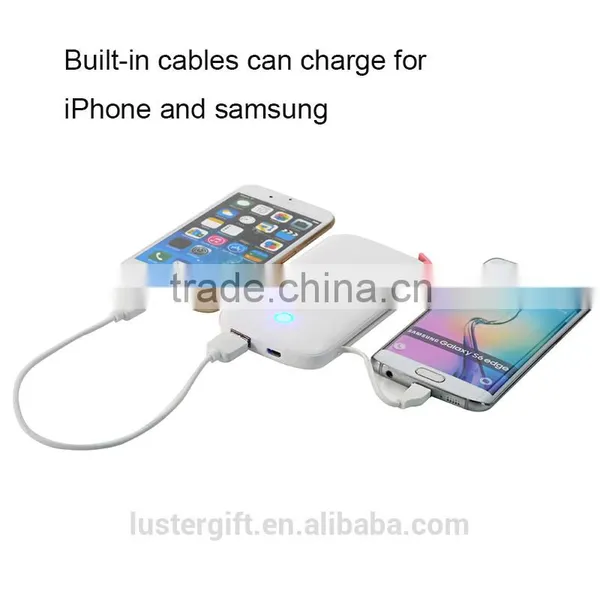 New Hot Products for 2016! Built-in Cable Portable Power Bank 5600mAh
