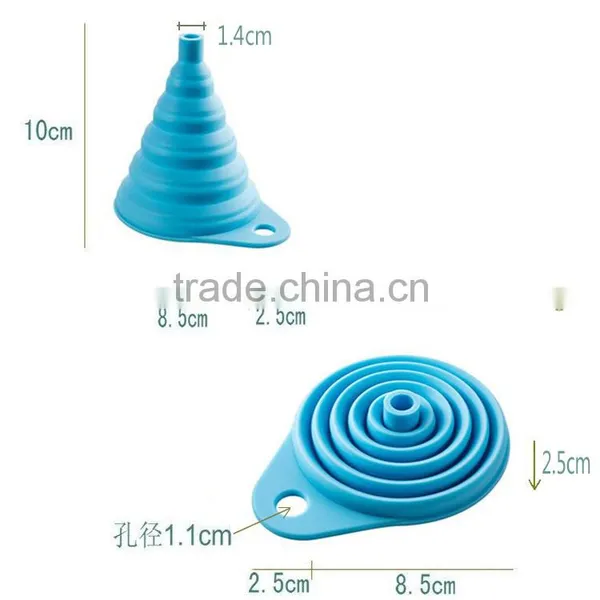 4 Colors Gel Practical Bar Tools Small Collapsible Foldable Silicone Funnel photo-2