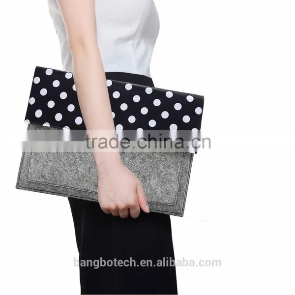 Wool Felt With Canvas Material Sleeve Bags for Mabook Laptop Case photo-6