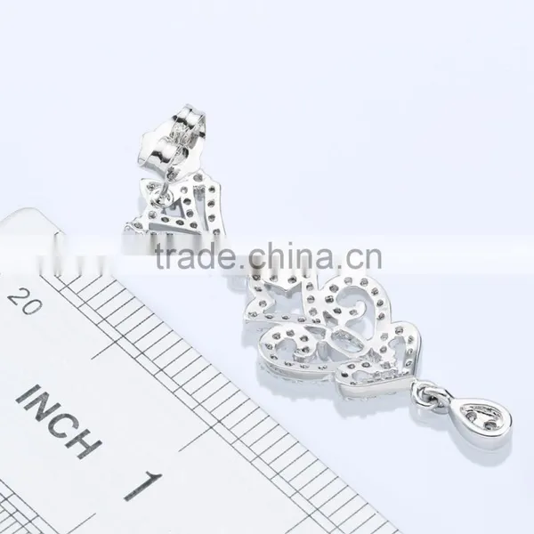 Bridal White Gold Plated Pendant Earring Inlaid Pure White Cubic Zirconia to India Snapdeal Flipkart photo-3