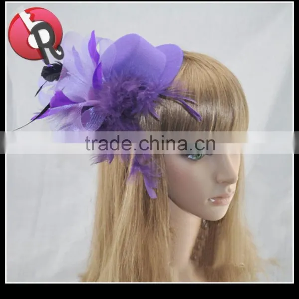 Lady Hard Handmade Fascinator Mini Bowler Hat With Feather photo-4
