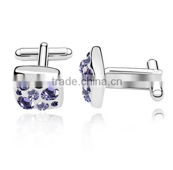 2016 Latest Luxury Silver Copper Diamond Cufflinks With Square High Polishing Cuff Links photo-4