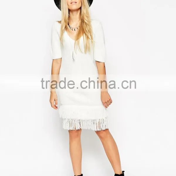 High Fashion Design Sexy Women Sweater Dress Knitting Dress Fringing Dress photo-4