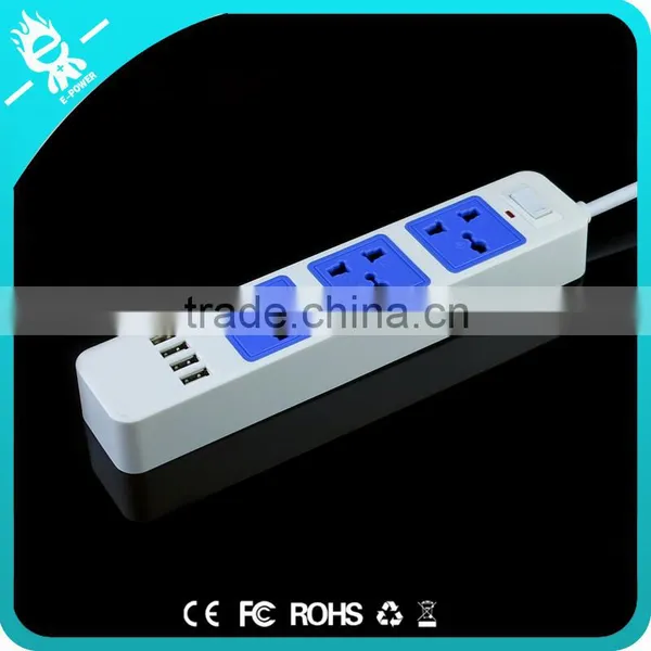 4 Usb 3-pin Plug Retractable Extension Pvc Multiple Power Socket With Switch photo-5